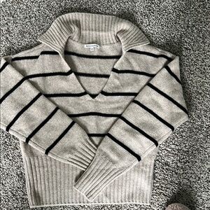 Beige and Black Striped Sweater
